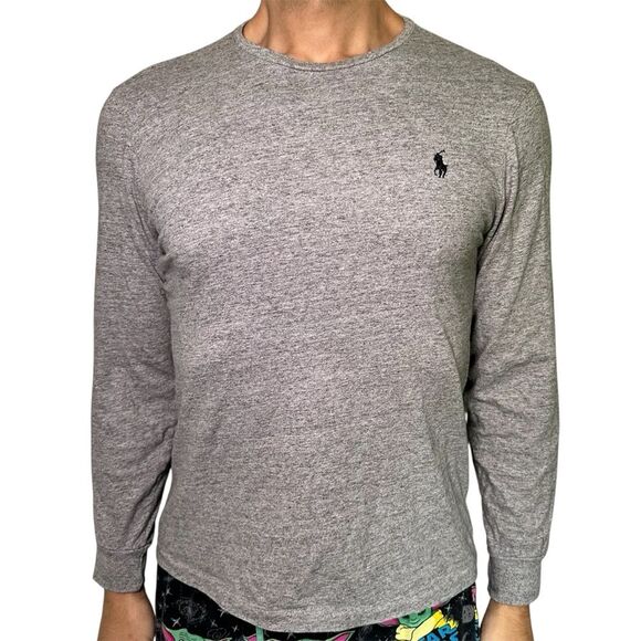Ralph Lauren Gray Slim Fit Long Sleeve Tee with Embroidered Logo M - Picture 1 of 7